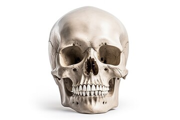 White background with clipped human skull isolated