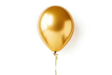 Foto op Plexiglas Ballon White background with isolated golden balloon