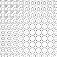 black line interlocking circles and diamonds vector lattice seamless background pattern