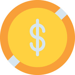 Coin icon on transparent background