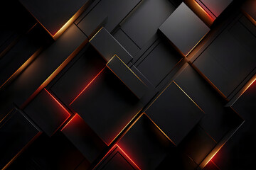 black and red abstract cubic background art - obrazy, fototapety, plakaty
