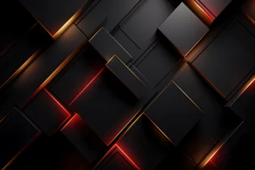 Foto op Plexiglas black and red abstract cubic background art © Jake