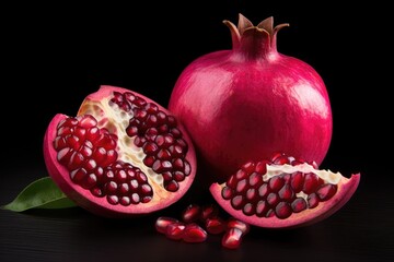 White isolated macro pomegranate