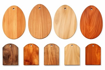 White isolated kitchen board Set of cutting boards in various angles for design including oval shape