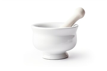 White mortar and pestle isolated on white background