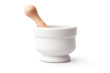 White mortar and pestle isolated on white