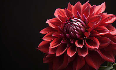 Exotic red dahlia flower isolated on black background