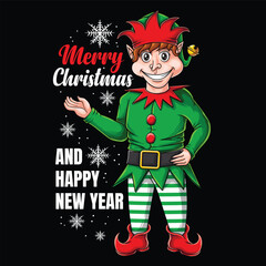 Elf santa character vector illustration for your company or brand