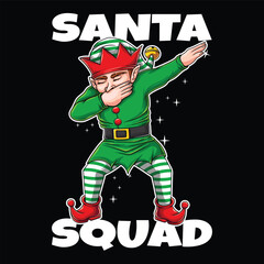 Elf santa squad dabbing dance t shirt design vector illustration for your company or brand