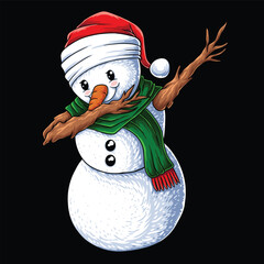 Snowman dabbing dance christmas vector illustration for your company or brand