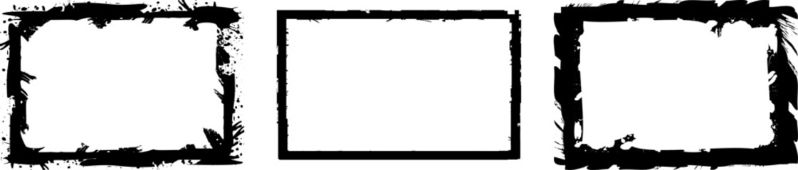 Set of black frames in grunge style