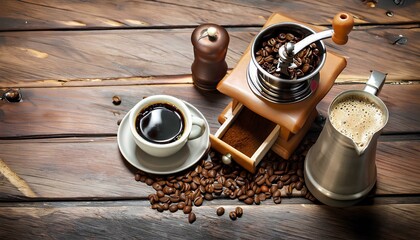 coffee grinder and beans