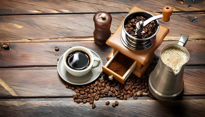 Selbstklebende Fototapeten coffee grinder and beans © Ümit