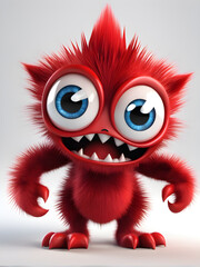 Obraz premium red little angry monster on a white background
