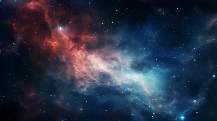 Tuinposter space background with nebula and stars © Katrin_Primak
