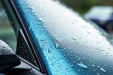 Windshield wiper cleansing glass from water droplets - obrazy, fototapety, plakaty