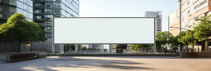 Empty signboard for advertising, billboard with space for mockup information, billboard on city streets © pundapanda