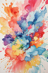 Abstract watercolor backdrop with colorful splashes of paint 