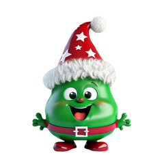 3D cute character a santa claus in green on isolated transparent background png. Generated with AI	