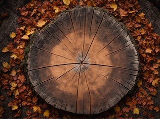 Cut Tree Stump in the Autumn