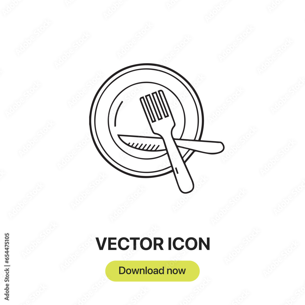 Poster dish icon vector. linear-style sign for mobile concept and web design. dish symbol illustration. pix