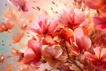 Dreamlike pink flowers rhapsody, spring blossom 