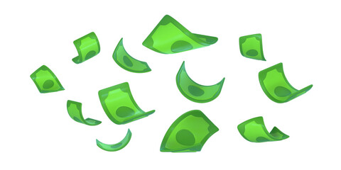 3D green dollar in cartoon style. Business and finance object for banner design. Vector illustration