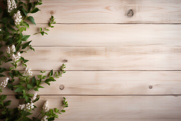 Rustic White Field Flowers on Wooden Background -  Graphic Template