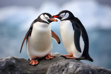 Gordijnen Gentoo penguin couple. © Pacharee
