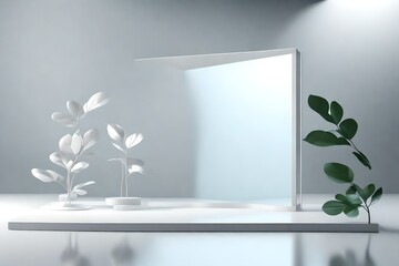 Empty display product presentation with shadow leaves, Empty showcase