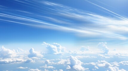 jet plane contrails in the cloudy sky - obrazy, fototapety, plakaty