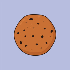 Flat Chocolate Choco Chips Cookie Icon Vector Illustration