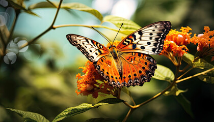 Obraz premium Watercolor-Styled Butterfly Portrait, created with Generative Al technology.