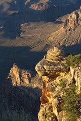 View of a rock formation and the Grand Canyon, Arizona.