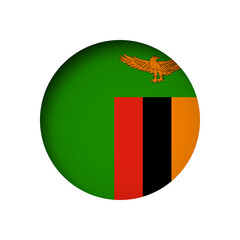 Zambia flag - behind the cut circle paper hole with inner shadow.
