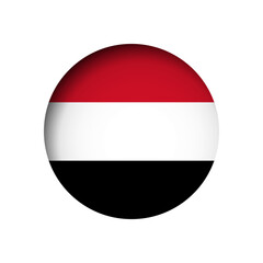 Yemen flag - behind the cut circle paper hole with inner shadow.