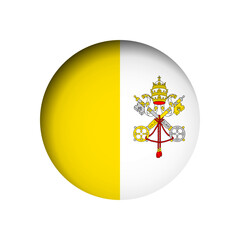 Vatican City flag - behind the cut circle paper hole with inner shadow.
