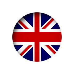 United Kingdom of Great Britain and Northern Ireland flag - behind the cut circle paper hole with inner shadow.