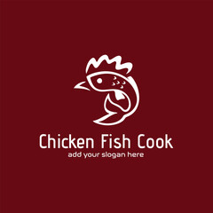 chicken fish restaurant logo design vector