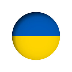 Ukraine flag - behind the cut circle paper hole with inner shadow.