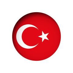 Turkey flag - behind the cut circle paper hole with inner shadow.