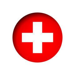 Obraz premium Switzerland flag - behind the cut circle paper hole with inner shadow.