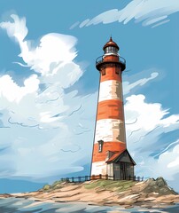 lighthouse on the coast of the sea