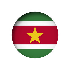 Suriname flag - behind the cut circle paper hole with inner shadow.