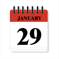 January 29 calendar date design