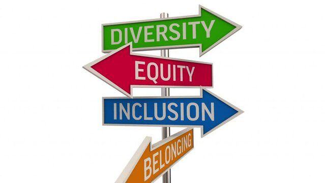 Diversity Equity Inclusion Belonging DEIB Arrow Direction Diverse Signs 3d Animation