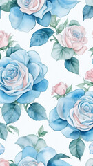 Ethereal Roses, Baby Blue and Baby Pink Patterns of Delight