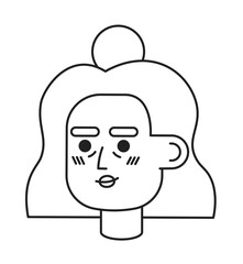 Hispanic senior citizen black and white 2D vector avatar illustration. Elderly latina woman outline cartoon character face isolated. Latinamerican middle-aged flat user profile image, portrait female