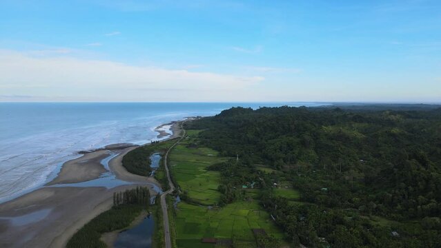 Aerial Drone View of Cox's Bazar, Chittagong, Bangladesh. Cox's Bazar Sea Beach