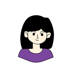 Portrait of a short hair woman flat face. Vector illustration